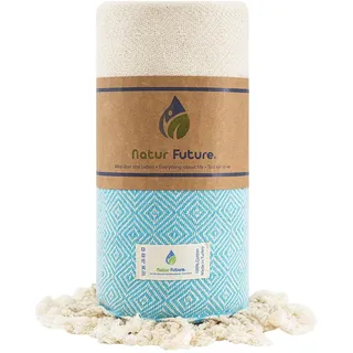 NATUR FUTURE Strandtuch Baumwolle Groß XXL Badetuch Handtuch Duschtuch Badehandtuch Hamamtuch Stranthandtuch Sporttuch Sarong Pareo Yoga Fouta Decke Saunatuch Spa (Türkis, Diamant 100 x 180 cm)