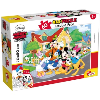 Liscianigiochi 66728 Mickey Mouse & Friends Maxipuzzle doppelseitig 60, Mehrfarbig