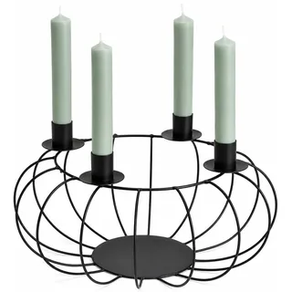 Moderner Adventskranz aus schwarzem Metall – Kerzenhalter für 4 Stabkerzen – Ø 30 cm – stilvolle Weihnachtsdeko für Dein Zuhause