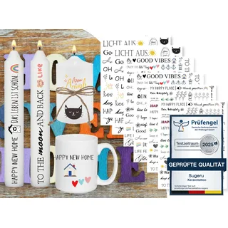Sugeru 6 PCS Kerzentattoo (200+ Muster),Wassertransferdruck |wasserschiebefolie kerzen | Kerzenfolie | kerzenaufkleber sticker | Kerzen Haus Wohn Dekoration Geschenk(Familie)