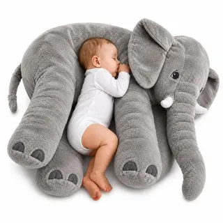 Gustaw Groß Elefant (Grau, 155cm) - Plüsch Kuscheltier, Plüschelefant - XXL Elephant Tier, Weiche und Kuschelige Stofftiere, Plüschtier Kinder,...