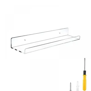 Schweberegal Aus Acryl – 38 Cm – Wandregal Für Badezimmer Und Kleine Spielzeugablage – Transparent – 1 Stück