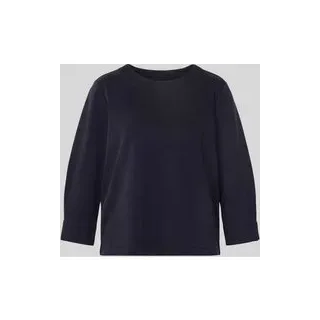 Sweatshirt mit geripptem Rundhalsausschnitt, Dunkelblau, 38
