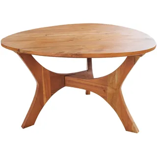 Riess Ambiente Massivholz Couchtisch Architecture 70cm Natur Honey Finish Akazie dreieckig Sofatisch Wohnzimmertisch Beistelltisch Holztisch Abstrakter Tisch