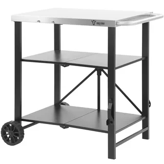BBQ-Toro Grillwagen klappbar 60 x 80 x 82 cm | Silber/Schwarz | Servierwagen, Tischwagen, Grilltisch für Gasgrill | Beistelltisch, Grilltisch Edelstahl | Grillbeistelltisch Outdoor, Outdoor Theke