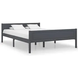 vidaXL Massivholzbett 160 x 200 cm Grau
