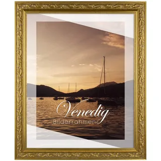 BIRAPA Venedig Massiv-Holz Venedig 20x25 cm in Farbe Gold - Bilder-Rahmen Gold Vintage - Foto-Rahmen Collage