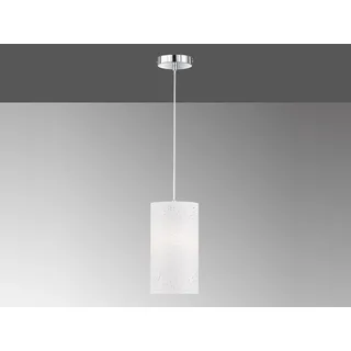 Fischer-Honsel Hängelampe THOR Ø 16cm mit Nachbildung Stoffschirm Zylinder Weiß - Weiß