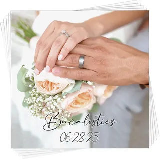 50 Stück Personalisierte Servietten Hochzeit,mit Foto, Logo, Text - Individuell Servietten Geburtstag 11.5X11.5 CM für Verlobungsparty, Brautpartys, Weihnachten, Taufe, Cocktail