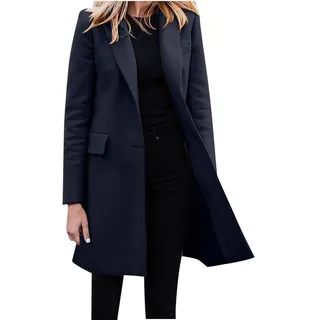 Blazer Damen Elegant Große Größen Longblazer Lange Einfarbig Anzug Einreihige Anzugjacke Business Sakko Jacke Locker Langarm Arbeitsjacke Herbst Winter Blazerjacke Open Front Cardigan für Büro - 5XL