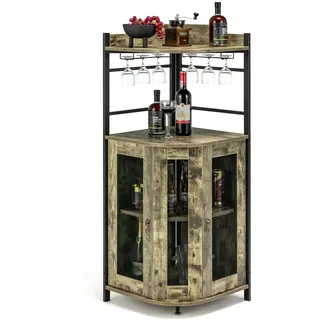 COSTWAY Globusbar Barschrank, Barwagen mit Rollen & Deckel, Weinregal, Tischbar für Küche & Wohnzimmer