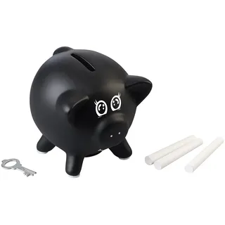 Keramik-Sparschwein mit Tafellack zum Beschriften, Kreide, Schlüssel
