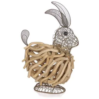 Tierfigur Osterhase Schwemmholz Treibholz Rost Metall Figur Skulptur Dekofigur