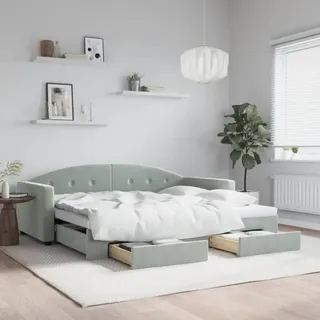vidaXL Tagesbett Ausziehbar Mit Schubladen Hellgrau 90x200 Cm Samt Vidaxl