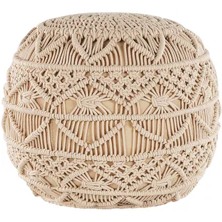 Beliani Pouf Beige - 40 x 40 cm Gestrickt Boho-Stil