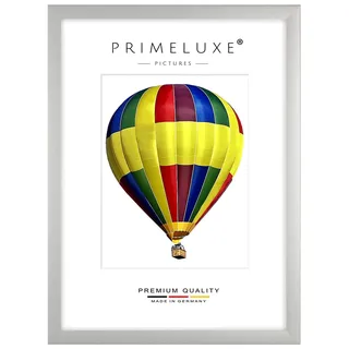 PrimeLuxe Holz Bilderrahmen 50 x 75 cm (Bildmaß) in Silber-matt | Farbe und Größe wählbar | Rahmen für Poster | Puzzle | Foto collage | MADE IN GERMANY