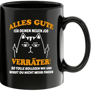 Abschiedsgeschenk Tasse für Kollegen – Kaffeetasse mit Spruch „Alles Gute für deinen neuen Job Verräter!“ – Spaß Geschenk für Büro, Arbeit, Abschied oder neuen Job, 330 ml Keramikbecher,Schwarz