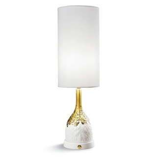 Casa Padrino Luxus Tischleuchte Porzellan Weiß / Gold H53 x 17 cm - Luxus Beleuchtung Tischlampe