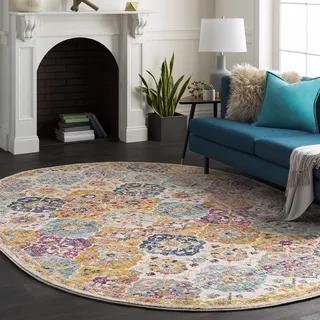 livabliss INES Sicily Vintage-Teppich 200 x 275 cm Gelb/Orange/Weinrot