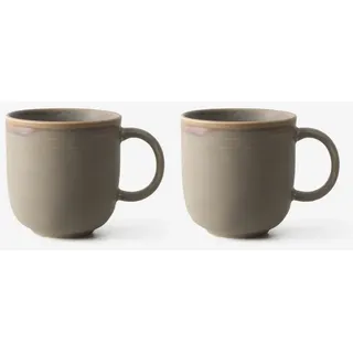 GLAMIRA Kaffeeservice Mattgraues Tassenset mit reaktiver Glasur (2-tlg), 2 Personen, New Bone, Mattes Finish grau