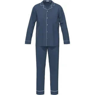 Pyjama SEIDENSTICKER "Herren Pyjama Set lang", Herren, Gr. 54, blau (dunkelblau), Obermaterial: 100% Baumwolle CO., Homewear-Sets Pyjama