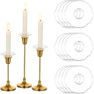Gläserne Kerzenuntersetzer und -halter, transparente Kerzenfänger für Glas-Kerzenständer, Set mit 12, einzigartige Kerzenringe für Kerzenhalter