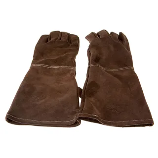 Alpenleder Grillhandschuhe ALPENGLÜHEN – Echt Leder Grill Handschuhe – Feuerfeste Grillhandschuhe mit Unterarmschutz und hitzebeständig Innenfutter – auch als Schweißerhandschuhe verwendbar (Suede)