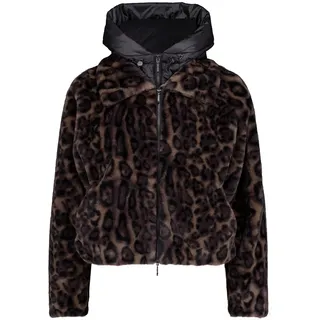 Amber & June Plüschjacke mit abnehmbarem Westenteil in Taupe/Black | Gr.: 40