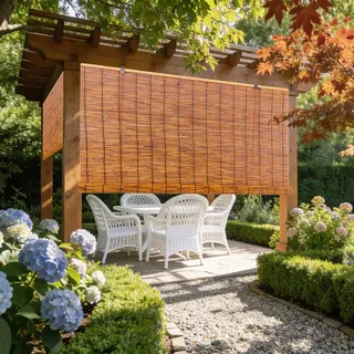 Natur Bambusrollo 60 70 80 90 100 110 120 140 160cm Breite Bambusrollo Wetterfest Aussen Schilfrohrrollo Natur Sonnenschutz Sichtschutz Rollo Outdoor Für Türen und Fenster(Carbonized,B80 x H180 cm)