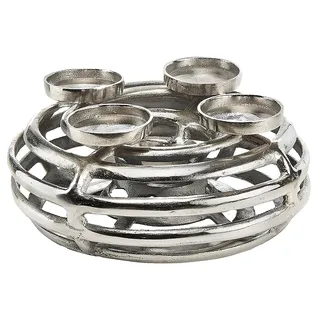 Kobolo Dekokranz Adventskranz - aus Metall - Silber - für 4 Kerzen