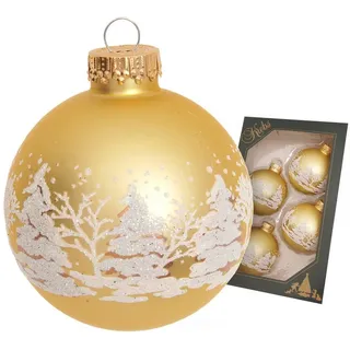 Krebs Glas Lauscha Weihnachtskugeln Winterwald Goldfarbig 7cm