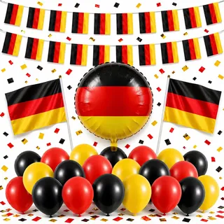 XXL Dekoset Fanartikel Deutschland Dekoration Set - Luftballons uvm. mit über 50 Teilen für Fußball WM 2026