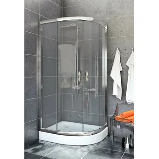 Dusche Duschkabine Viertelkreis Klarglas 90 x 90 x 190 cm R55 Silikon GRATIS