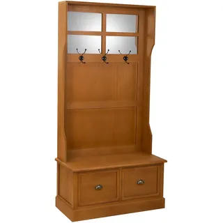 Wanderlust Garderobenbank, Braun, Holz, 92x184x39.5 cm, Garderobe, Garderoben-Sets & Serien, Garderoben-Sets