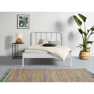 loft24 Metallbett Ariel - Bett Bettgestell Bettrahmen Doppelbett, Metallbett, Bettgestell aus Metall, modern, 140x200 cm weiß 147 cm x 210 cm x 112 cm