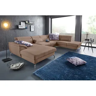 sit&more Wohnlandschaft SIT & MORE "Percy U-Form", beige, B:343cm H:80cm T:235cm, Sofas, Wohnlandschaft, 15 cm Fußhöhe, Sitztiefenverstellung, wahlweise in 2 Fußfarben