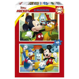 Educa 19312, Mickey Mouse Funhouse, 2x48 Teile Puzzle-Set für Kinder ab 3 Jahren, Disney, Spielhaus, Kinderpuzzle
