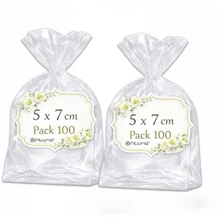 Ofituria Cellophanbeutel Transparent 5 x 7 cm für Süßigkeiten, Bonbons & Kleine Geschenke – Klarsichttüten Zum Befüllen Für Mitgebsel, Kommunion & Weihnachten, 2 Packs (200 Beutel)