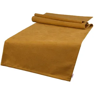 beties Tischläufer FarbTon Chenille-Haptik curry-gelb 140/40 cm