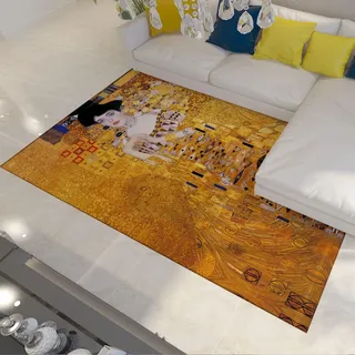 AAFUOO Großer Teppich 60x150cm Porträtmalerei Teppich, Gustav Klimt Klassische Gemälde Teppich, Vintage Waschbar rutschfest Teppich für Schlafzimmer Wohnzimmer Kinderzimmer Küche Flur Innen Fußmatte