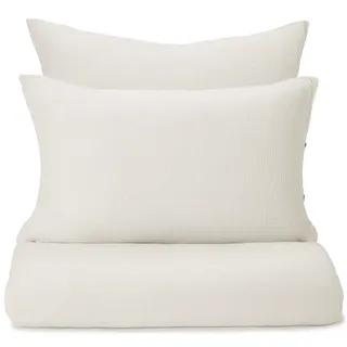 URBANARA Musselin-Bettwäsche Trofa 240x220 cm + 2X 80x80 cm I 100% Baumwolle 3-TLG. Set Made in Portugal I Oeko Tex Standard 100 Premium Bettgarnitur - Natur
