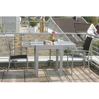 Merxx Milano Set 3tlg. Balkonausziehtisch 65/130 x 65 cm silber/schwarz