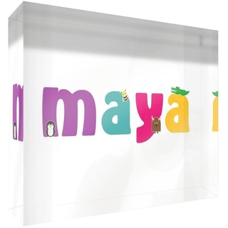 Little Helper Erinnerung Deko Acryl Transparent poliert wie Diamant Stil illustrativen bunt mit dem Namen Mädchenname Maya 14,8 x 21 x 2 cm Grand