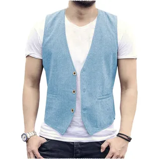 AeoTeokey Herren Sommer Leinenweste Anzug Weste Casual Weste Regular Fit - XXL