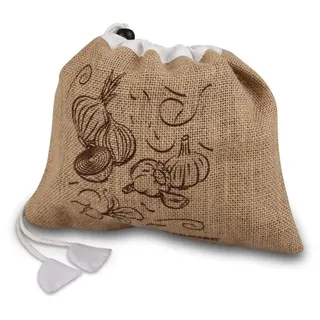 FACKELMANN Obst-/Gemüsebeutel klein, Beutel: Jute/Polyester, Braun/Weiß, ca. 27, - Braun/Weiß/Hellbraun/Schwarz