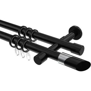 GARDINENSTANGE Prestige Verano 280 cm (geteilt in 2 x 140 cm), 2-läufig, 20 mm Ø Schwarz