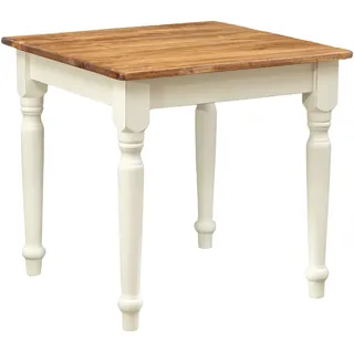 Biscottini - Rustikaler Tisch Aus Massivem Lindenholz Mit Antikweißer Naturplatte L80xpr80xh78 Cm. Made In Italy