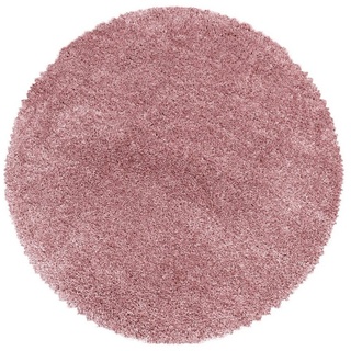 Hochflor-Teppich Teppich Hochflorteppich Langflorteppich Uni kuschelig Wohnzimmer, Miovani, Rund, Höhe: 50 mm rosa