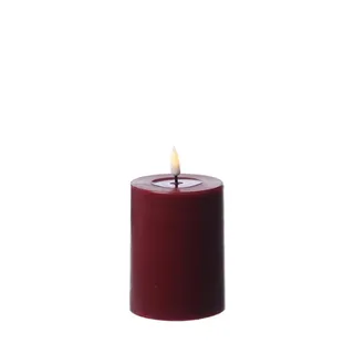 Deluxe Homeart LED-Kerze Mia Echtwachs Wachsspiegel flackernd H: 10cm D: 7,5cm bordeauxrot rot