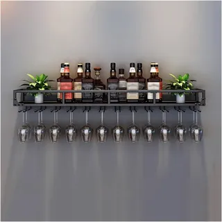 Weinregal Wand Metall Mit Glashalter,Weinregale Zur Wandmontage,Flaschenregal Hängend,Weinständer,Barregal Weinschrank,Flaschenhalter Küche,Alkohol Regal,Bar Wein Regal,Hausbar Wine Rack,Für Küchen (